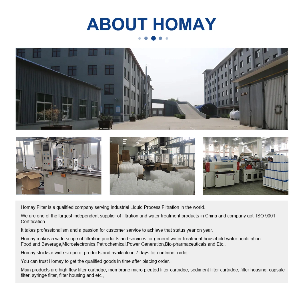 Homay Higher Dirt Holding Capacity High Flow PP Filter Cartridge for Power Plant Water Filtration