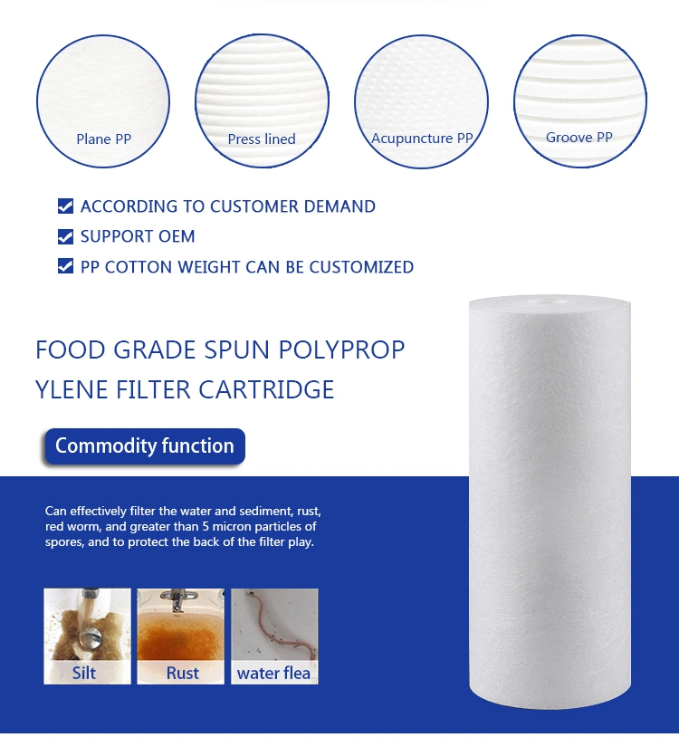 10 20 Inch PP Filter Cartridge 0.1 0.2 0.5 1 5 Micron Whole House Absolute Water Melt Blown Cotton Sediment for RO System