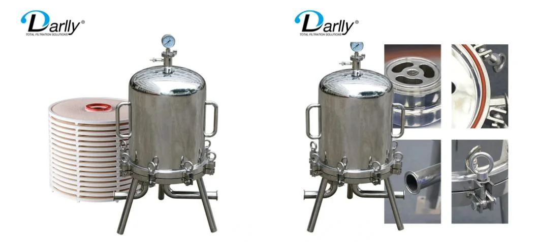 Darlly Filtration Solutions 304/316L Stainless Steel Depth Lenticular Filter Cartridge Housing 12 Inch/16inch for Wine and Beer Filtration